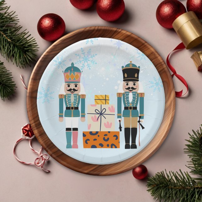 Plato De Papel Blue Winter Snowflakes Nutcracker Baby Shower (Subido por el creador)