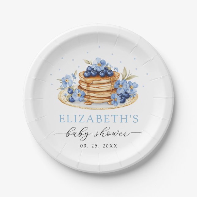 Plato De Papel Blueberry Baby Brunch Baby Shower (Anverso)