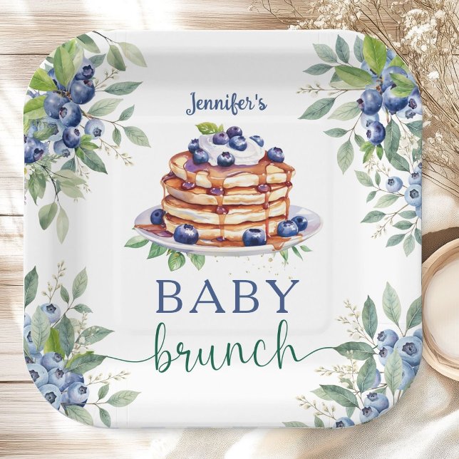 Plato De Papel Blueberry Baby Brunch Boy Baby Shower (Subido por el creador)