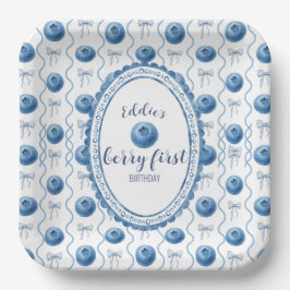 Plato De Papel Blueberry Baby's Berry First 1st Birthday Party