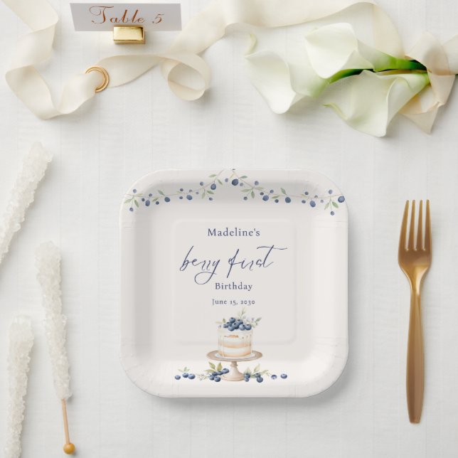 Plato De Papel Blueberry Berry First Birthday Cake (Boda)