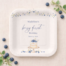 Plato De Papel Blueberry Berry First Birthday Cake