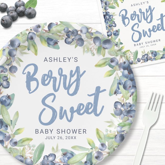 Plato De Papel Blueberry Berry Sweet Baby Shower (Paper Plate )