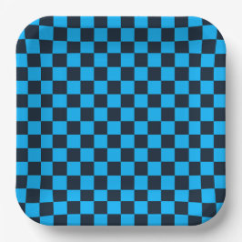 Plato De Papel Blueberry checkered pattern