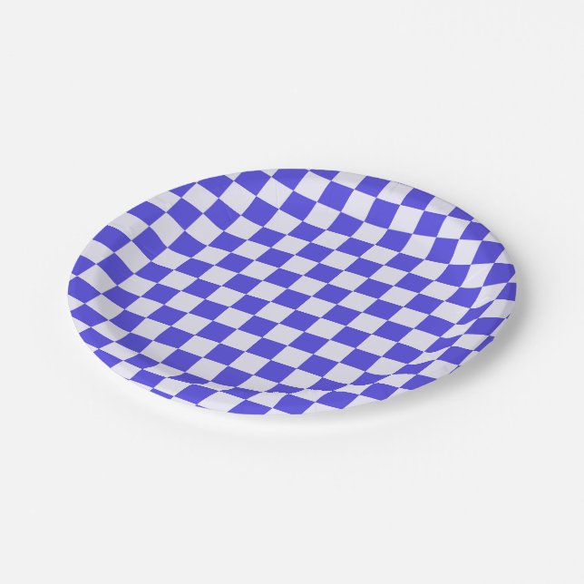 Plato De Papel Blueberry cream checkered pattern (Angular)