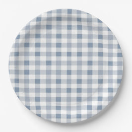 Plato De Papel Blueberry Gingham Pattern Baby Shower