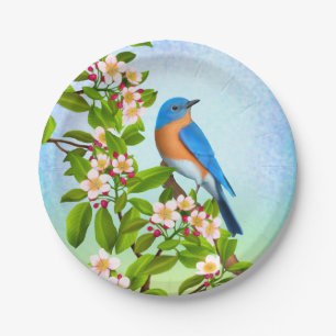 Plato De Papel Bluebird del este en las placas de papel de los