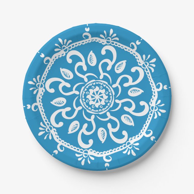 Plato De Papel Bluebird Mandala (Anverso)