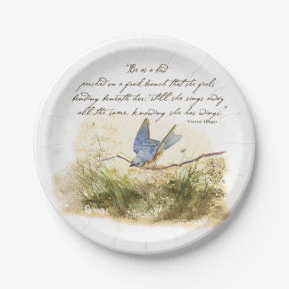 Plato De Papel Bluebird sobre el poema Inspirador de la rama Vict