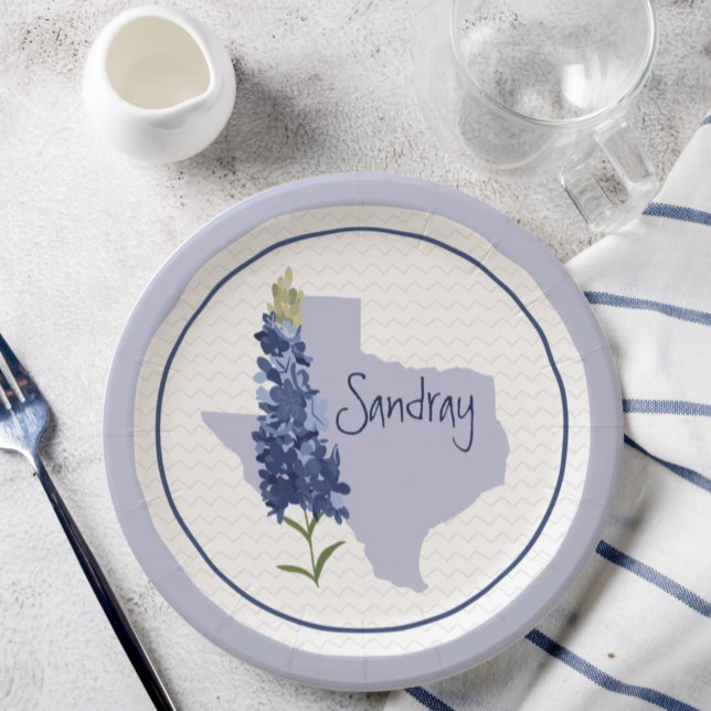 Plato De Papel Bluebonnet Texas personalizado (Subido por el creador)
