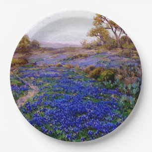 Plato De Papel Bluebonnets en Twilight, al norte de San Antonio