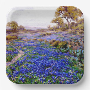 Plato De Papel Bluebonnets en Twilight, al norte de San Antonio,