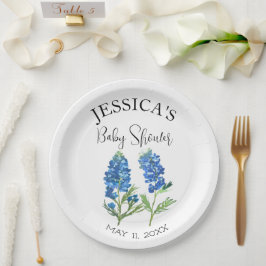 Plato De Papel Bluebonnets Flowers Texas Baby Shower Chica