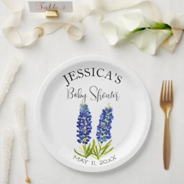 Plato De Papel Bluebonnets Flowers Texas Baby Shower Chica