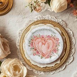 Plato De Papel Blush Baroque Rococo Floral Heart Galentine  