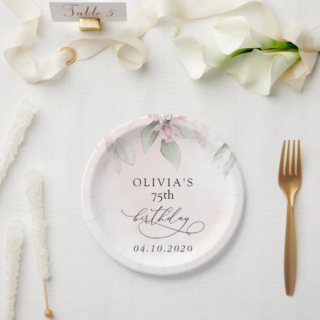 Plato De Papel Blush Flowers, Pink Flowers, Boho, Birthday (Boda)