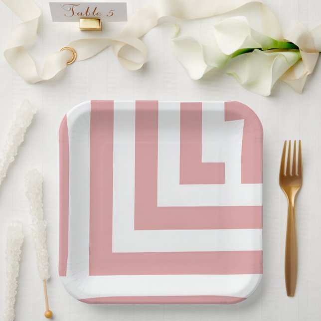 Plato De Papel Blush Geometric Pattern Party (Boda)