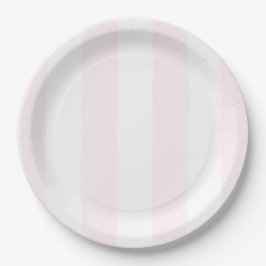 Plato De Papel Blush Pink Coastal Cabana Stripes Birthday