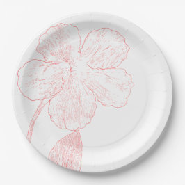 Plato De Papel Blush Pink Floral Line Art Wedding 