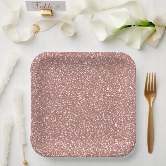 Plato De Papel Blush Pink Speckled Pattern Party (Boda)