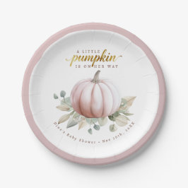 Plato De Papel Blush Pumpkin Fall Baby Shower Paper Plates