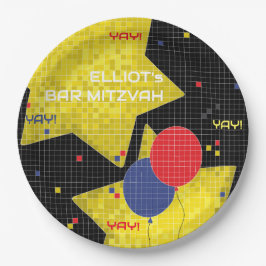 Plato De Papel BM Bar o Bat Mitzvah GAME ON 2