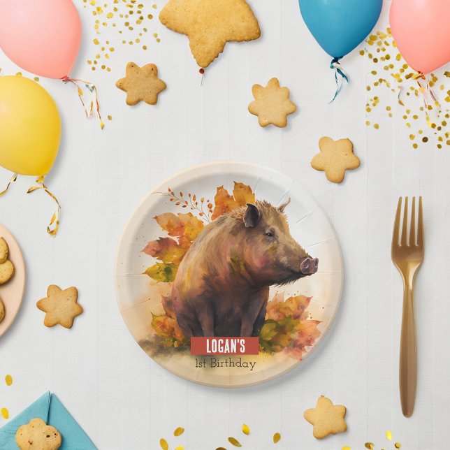 Plato De Papel Boar de vibraciones de otoño - Fiesta de cumpleaño (Subido por el creador)