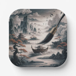 Plato De Papel  Boat landscape ocean view poetic  art