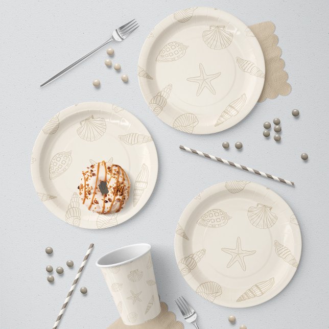 Plato De Papel Bocados Costeros Arena Taupe (Subido por el creador)