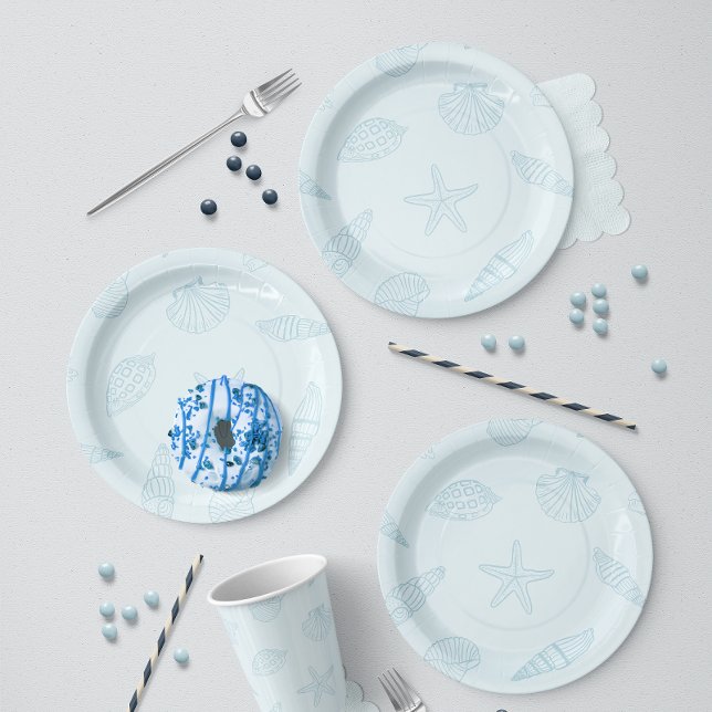 Plato De Papel Bocados Costeros Azul Espuma de Mar (Subido por el creador)