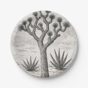 Plato De Papel boceto de árbol de josué arte de boceto del desi
