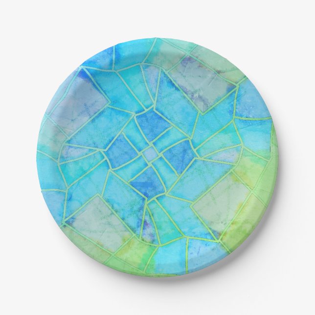 Plato De Papel Boceto de tiza verde Mandala (Anverso)