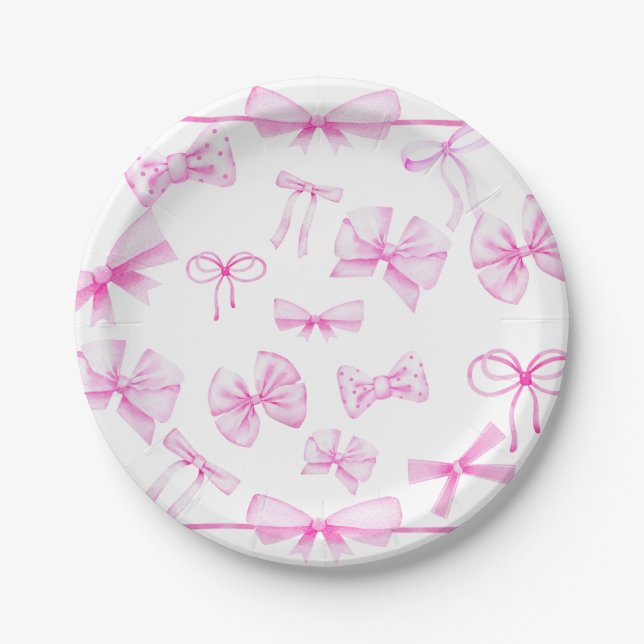 Plato De Papel Bocos rosados | Baby Girl Baby Shower (Anverso)