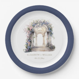 Plato De Papel Boda acuarela Arco floral personalizado