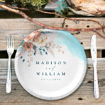 Plato De Papel Boda acuático de playa<br><div class="desc">Disfrute de la elegancia con nuestras Placas de papel Boda Beach Watercolor, ideales para bodas de verano y celebraciones en la playa. Con cautivadores tonos turquesa y melocotón con delicados rosas, le dan un toque único a su decoración. Los huéspedes disfrutarán de la mezcla de estilo y comodidad que ofrecen...</div>