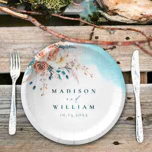 Plato De Papel Boda acuático de playa