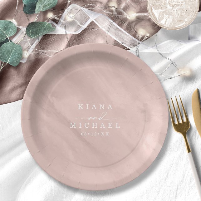 Plato De Papel Boda acuático moderno Rosa Gold ID816 (Subido por el creador)