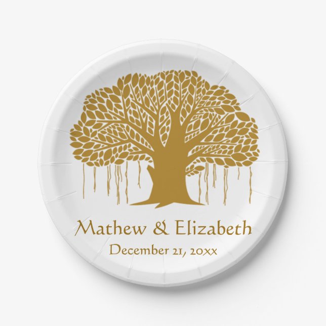 Plato De Papel Boda al aire libre rústica del baniano (Anverso)