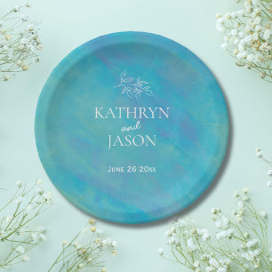 Plato De Papel Boda Aqua Blue Ocean