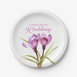 Plato De Papel Boda arte de crocus púrpura llamado placa de papel