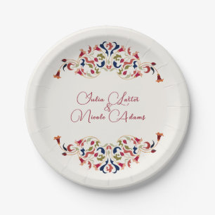 Plato De Papel Boda Artística Botánica Floral Paisley de Lujo