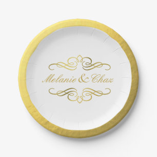Plato De Papel Boda atractiva del esquema del Relieve metalizado