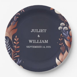 Plato De Papel Boda azul de la marina barata al aire libre