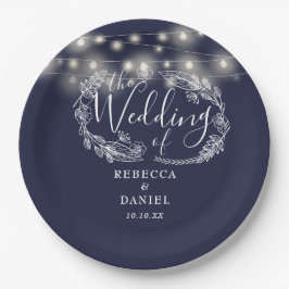 Plato De Papel Boda azul de la Marina Floral