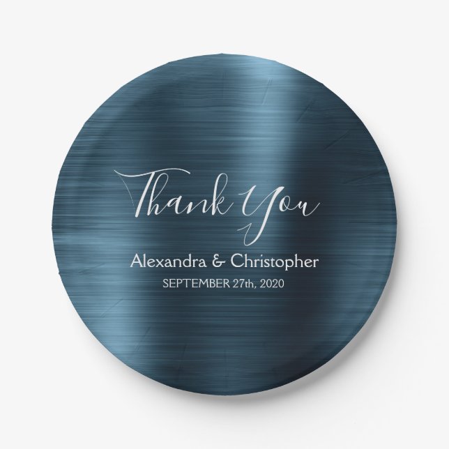 Plato De Papel Boda Azul de la Marina Gracias (Anverso)