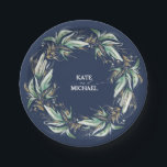 Plato De Papel Boda azul de la marina verde<br><div class="desc">Placas de papel boda azul marino verde</div>