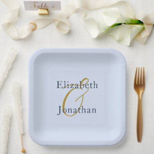 Plato De Papel Boda azul opulento