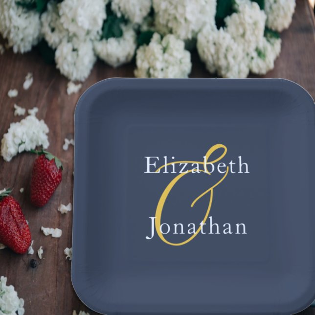 Plato De Papel Boda azul opulento (Subido por el creador)