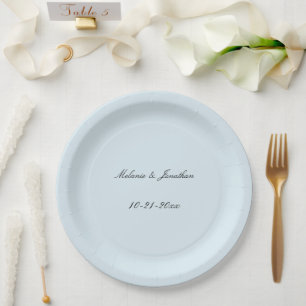 Plato De Papel Boda azul pálido claro