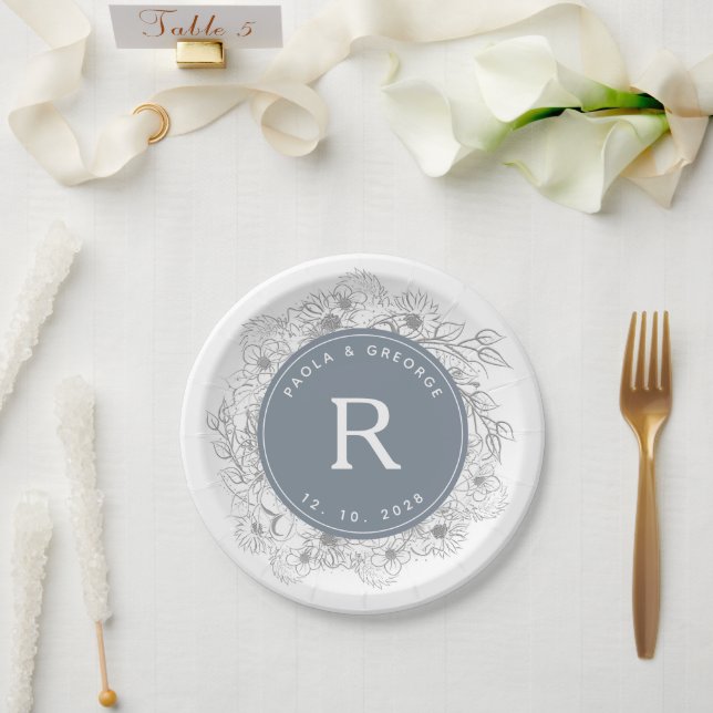 Plato De Papel Boda Azul Polvo (Boda)